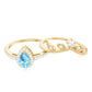 Anillo de Boda con Aguamarina y Diamantes en Forma de Lágrima de Aspecto Vintage para Mujer