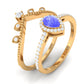 Conjunto de 2 anillos de boda vintage de tanzanita y diamantes de 0,8 quilates
