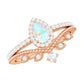 Juego de anillos de boda de diseñador con diamantes y ópalos etíopes de inspiración vintage