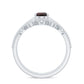 Natural Garnet Diamond Double Band Engagement Ring Wedding Band