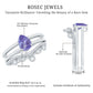 Real Tanzanite Diamond Double Band Engagement Ring with Curved Wedding Band