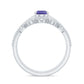 Real Tanzanite Diamond Double Band Engagement Ring with Curved Wedding Band
