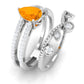 Pear Cut Fire Opal and Diamond Vintage Engagement Ring with Wedding Band Set