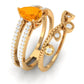 Pear Cut Fire Opal and Diamond Vintage Engagement Ring with Wedding Band Set