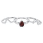 Natural 0.8 Carat Pear Shaped Garnet Diamond 3 Piece Bridal Ring Set