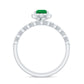 Natural Emerald Diamond Teardrop Engagement Ring and Wedding Band Set
