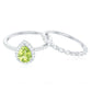 Natural 1 Carat Pear Shape Peridot Wedding Bridal Ring Set with Diamond