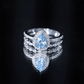 Genuine 1 Carat Aquamarine Bridal Ring Set with Diamond