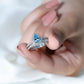 Genuine 1 Carat Aquamarine Bridal Ring Set with Diamond
