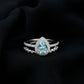 Genuine 1 Carat Aquamarine Bridal Ring Set with Diamond