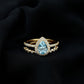 Genuine 1 Carat Aquamarine Bridal Ring Set with Diamond