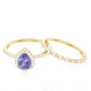 Natural 0.8 Carat Pear Shape Tanzanite Diamond Wedding Engagement Ring Set of 2