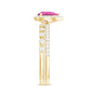 Teardrop Pink tourmaline Bridal Ring Set with Diamond