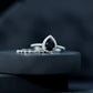 Pear Shaped Black Onyx and Diamond Halo Bridal Ring Set With Certificate