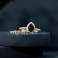 Pear Shaped Black Onyx and Diamond Halo Bridal Ring Set With Certificate