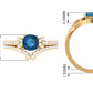 Cushion Cut London Blue Topaz Designer Wedding Ring Set with Diamond Band
