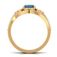 Cushion Cut London Blue Topaz Designer Wedding Ring Set with Diamond Band
