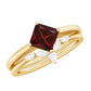 1.4 Carat Princess Cut Garnet Solitaire Bridal Ring Set with Diamonds