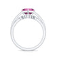 Princess Cut Pink Tourmaline Solitaire Ring Set with Diamond