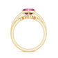 Princess Cut Pink Tourmaline Solitaire Ring Set with Diamond