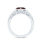 Princess Cut Garnet Designer Wedding Ring Set with Moissanite