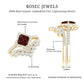 Princess Cut Garnet Designer Wedding Ring Set with Moissanite