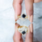 Conjunto de anillos de boda de ónix negro y moissanita de 0,5 quilates