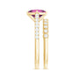 1 Carat Princess Cut Pink Tourmaline Ring with Diamond Wedding Band