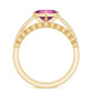 1 Carat Princess Cut Pink Tourmaline Ring with Diamond Wedding Band