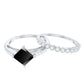 0.5 Carat Princess Cut Black Onyx Wedding Ring Set with Diamond Band
