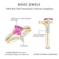 Set de anillo de boda para mujer de turmalina rosa talla princesa de 1 quilate y diamantes