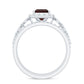 Genuine 1.4 Carat Princess Cut Garnet 3 Piece Bridal Ring Set with Moissanite