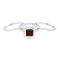 Genuine 1.4 Carat Princess Cut Garnet 3 Piece Bridal Ring Set with Moissanite