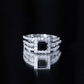 Juego de anillos de boda de ónix negro y moissanita corte princesa