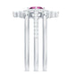 Real Pink tourmaline and Moissanite Trio Wedding Ring Set