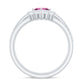 Real Pink tourmaline and Moissanite Trio Wedding Ring Set