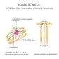 Real Pink tourmaline and Moissanite Trio Wedding Ring Set