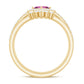 Real Pink tourmaline and Moissanite Trio Wedding Ring Set
