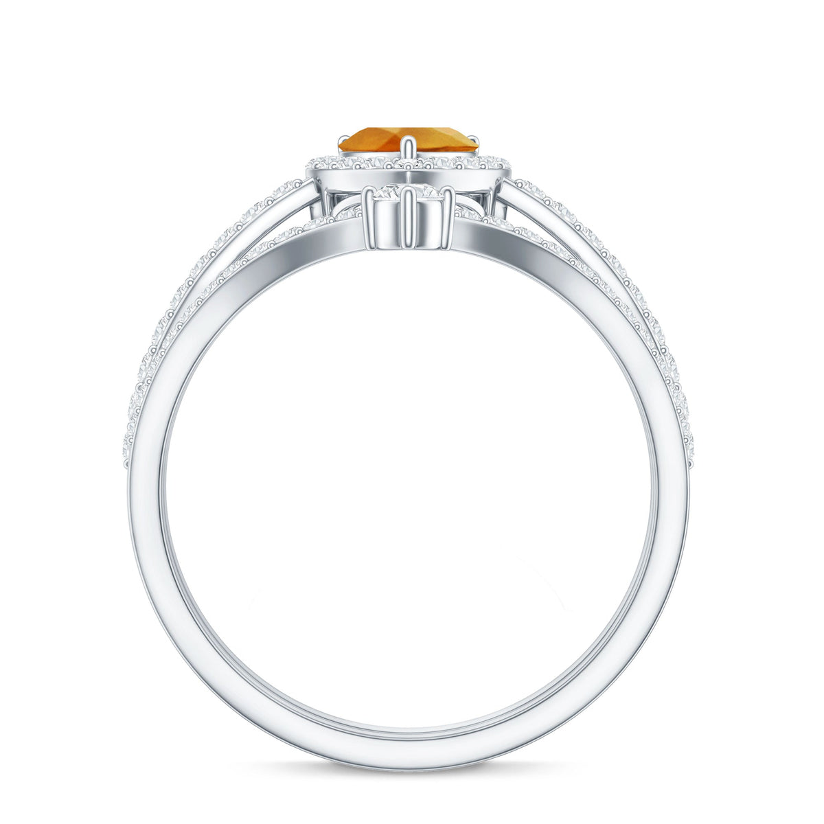 Certified Real Citrine Heart Shape Engagement Ring with Diamond Enhancer
