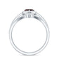 Natural Garnet Diamond Heart Engagement Ring Wedding Band Set