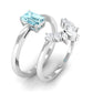 Anillo de compromiso de aguamarina natural talla esmeralda con banda de diamantes