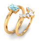 Anillo de compromiso de aguamarina natural talla esmeralda con banda de diamantes