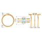 Certified Emerald Cut Real Aquamarine Trio Wedding Ring Set with Diamond
