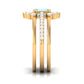 Certified Emerald Cut Real Aquamarine Trio Wedding Ring Set with Diamond