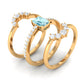 Certified Emerald Cut Real Aquamarine Trio Wedding Ring Set with Diamond