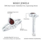 Natural 0.8 Carat Pear Shape Garnet Diamond Wedding Engagement Ring Set