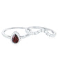 Natural 0.8 Carat Pear Shape Garnet Diamond Wedding Engagement Ring Set