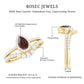 Natural 0.8 Carat Pear Shape Garnet Diamond Wedding Engagement Ring Set