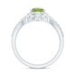 Real 1 Carat Peridot Pear Shaped Engagement Ring with Curved Enhancer