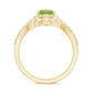 Real 1 Carat Peridot Pear Shaped Engagement Ring with Curved Enhancer
